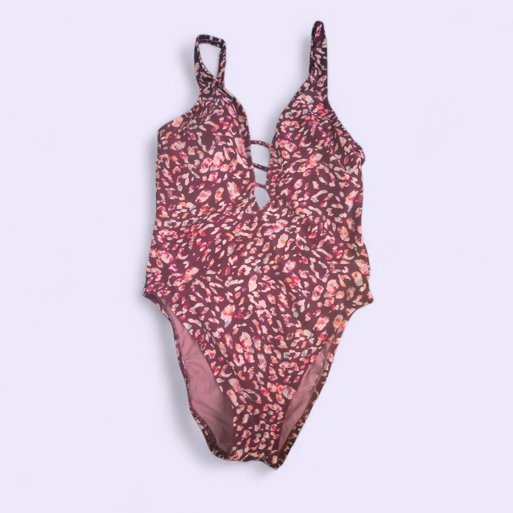 Shade And Shore Purple  Leopard Print One-Piece Swimsuit